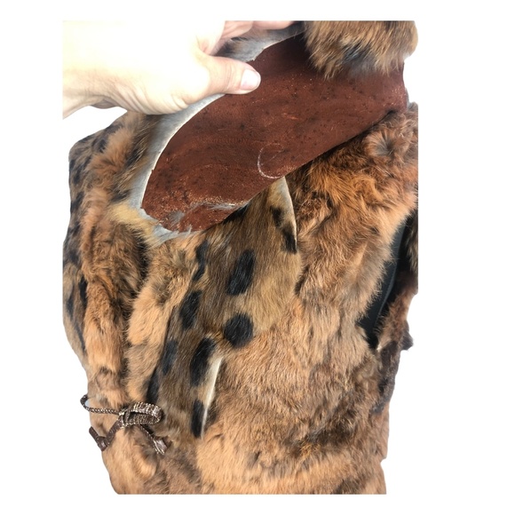 VTG Brown Spotted GDT TOO Rabbit Fur Festival Vest - Picture 9 of 15